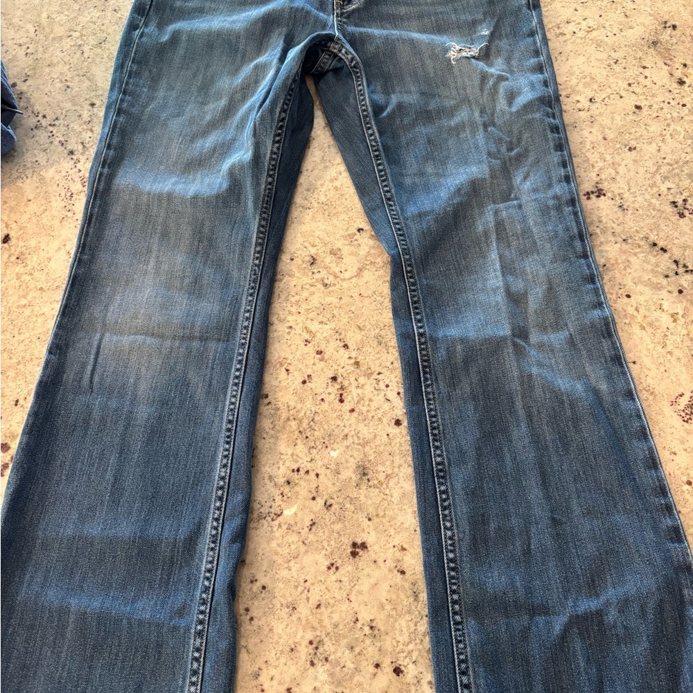 Banana Republic Blue Flared Jeans with Subtle Distress